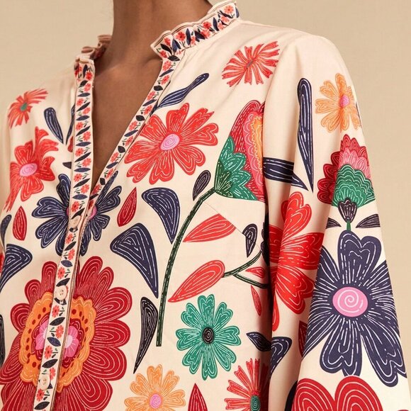 Multicolor Boho Women's Printed Loose Smock Dress - Picture 5 of 6